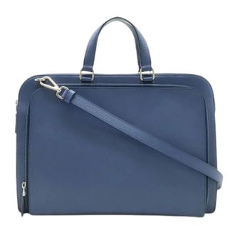 Prada Pre-owned Handbags, female, Blue, Size: ONE SIZE Pre-owned Saffiano 2way briefcase