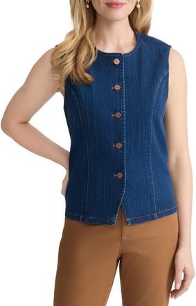 Jones New York Seam Denim Vest in Phoenix Wash at Nordstrom, Size X-Small