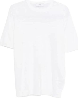 Lardini Geribbelde linnen T-shirt - Heren - T-shirts - Wit - L - Linnen - Tops
