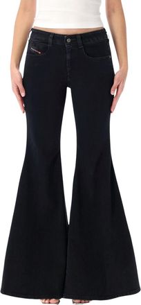 Diesel Black Flared Mid Rise Jeans
