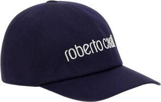 Roberto Cavalli Logo Baseball Cap Twill Fabric - Dames - Petten - Blauw - ONE Size - Katoen - Accessoires