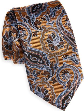 Nordstrom Floral Paisley Silk Tie in Orange at Nordstrom