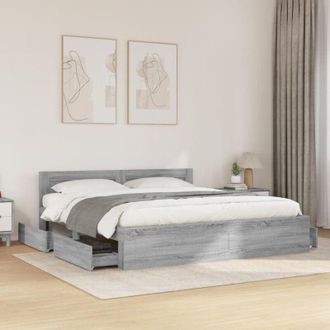 vidaXL Cama Con Cabecero Madera De Ingenier&iacute;a Gris Sonoma 180x200 Cm Vidaxl