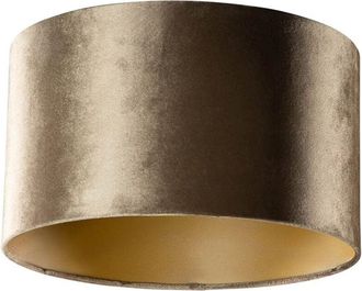 QAZQA Cl&aacute;sico/antiguo Algod&oacute;n Pantalla De L&aacute;mpara De Terciopelo Bronce Con Interior Dorado 35/35/20, Redonda Apto Para L&aacute;mpara Colgante Y De Pie - Qazqa