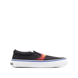 Marcelo Burlon Wings Slip-On Sneakers met Print - Heren - Sneakers - Zwart - 43 EU - Katoen - Schoenen