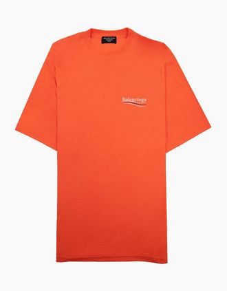 Balenciaga Mens Balenciaga Political Campaign Reg Fit T-shirt Orange - Size: 38