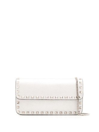 Valentino Garavani Rockstud leather wallet-on-chain - Silver