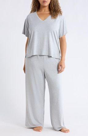 Nordstrom Cool Touch Jersey Pajamas in Grey Heather at Nordstrom, Size 1X