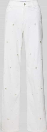 Angels Wide Fit Jeans mit Perlen- und Strasssteinbesatz in Weiss, Gr&ouml;&szlig;e 34/30