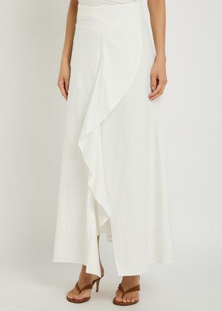 Skiim Embroidered Split Cotton Midi Skirt - White - 34 (UK6 / XS)