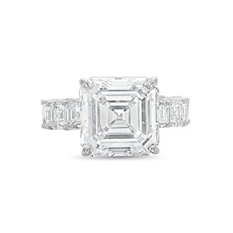 Diana M. Jewels Platinum Lab grown 10ct Asscher Cut Diamond Ring with Asscher Eternity Band