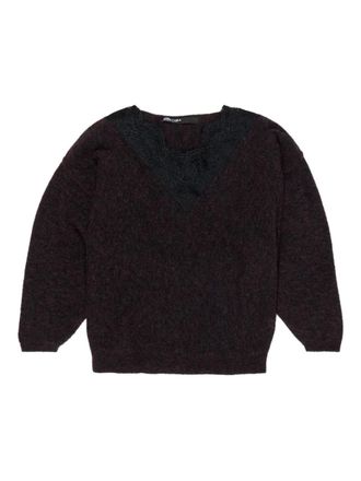 Bimba & Lola lace-insert sweater - women - Polyamide/Mohair/Wool/Elastane - S - Purple