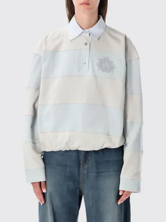 Acne Studios Felpa polo a righe in cotone organico con vestibilit&agrave; relaxed