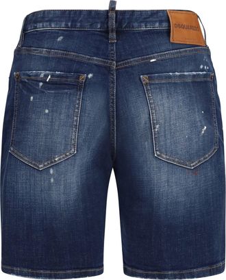 Dsquared2 Mens Distressed Denim Shorts Navy Blue Cotton Bermuda