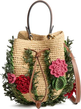 Anya Hindmarch Raffia Floral Bucket Bag