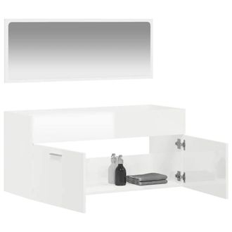 Berkfield Home Durable Bathroom Cabinet with Mirror High Gloss White Engineered Wood