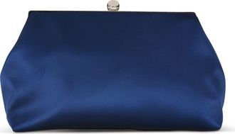 Badgley Mischka Camilla Classic Satin Pouch in Navy at Nordstrom, Size Large