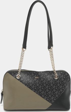 DKNY Dkny Black Signature Coated Canvas Chain Satchel