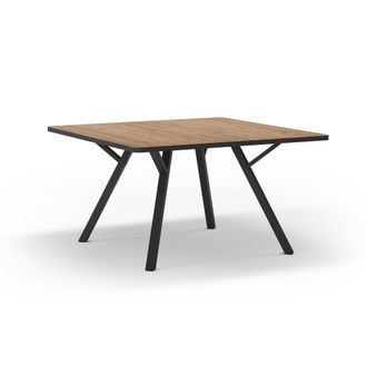Calicosy Mesa cuadrada con patas de metal l136 x l136 cm - Efecto Madera clara