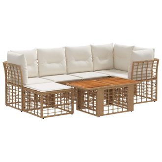 vidaXL Conjunto De Sof&aacute;s De Jard&iacute;n 7 Uds. Natural Y Crema Vidaxl