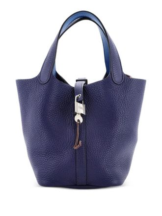 Herm&egrave;s Eclat Picotin Lock Bag Clemence with Swift PM bucket bag - women - Calf Leather - One Size - Blue