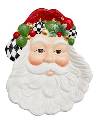 Spode Christmas Tree Black & White 12In Santa Plate