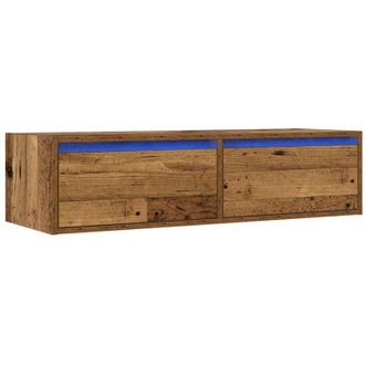 vidaXL Tv Cabinet with led Lights Old Wood 100X35.5x25 cm Vidaxl