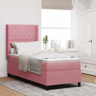 vidaXL Vidaxl Letto A Molle Con Materasso Rosa 80 X 200 Cm Velluto