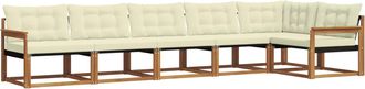 vidaXL Conjunto De Sof&aacute;s De Exterior 6 Uds. Natural Y Crema Vidaxl