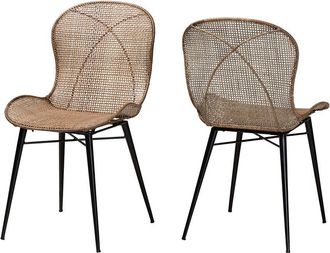 Baxton Studio Set Of 2 Sabelle Japandi Rattan Dining Chairs