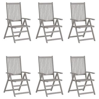 vidaXL Sillas Reclinadas De Jard&iacute;n 6 Pcs Acacia Masiva Gris