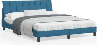 vidaXL Estructura De Cama Con Luces Led Terciopelo Azul 160x200 Cm Vidaxl