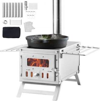 OEM Holzofen, 80 Zoll, Camping-zeltofen Aus Edelstahl, Tragbarer Holzofen Mit Kaminrohren Und Handschuhen, 700 Zoll Gro&szlig;er Feuerraum-zeltofen Zum Kochen U