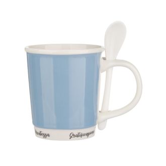 KASANOVA Mug azzurra 400 ml con cucchiaino