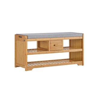 SoBuy Banco zapatero con 1 caj&oacute;n y 2 estantes bamb&uacute; color natural