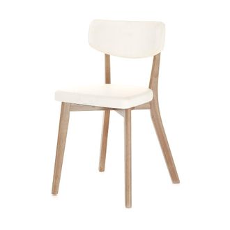 Oresteluchetta Juego 2 sillas madera roble, asiento cuero blanco 80x47x45 cm comedor