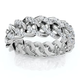 Pompeii3 Mens Braided Cuban Diamond Ring 14k Gold Lab Grown