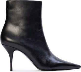 Black Suede Studio Lainey 80 Boot in Black Leather at Nordstrom, Size 39.5