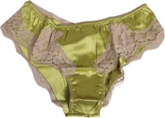 Dolce & Gabbana Womens Green Silk Satin Lace Trim New Slip Underwear Clothing