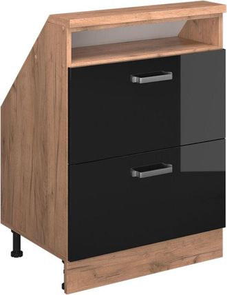 Vicco Armario Para Techo Inclinado Rion, Roble Negro/dorado De Alto Brillo, Con 2 Cajones, Vicco