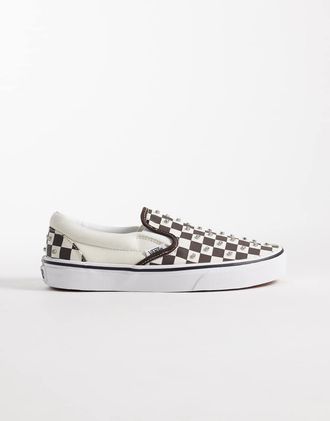 Vans Sneakers senza lacci neri a scacchi con strass-Nero