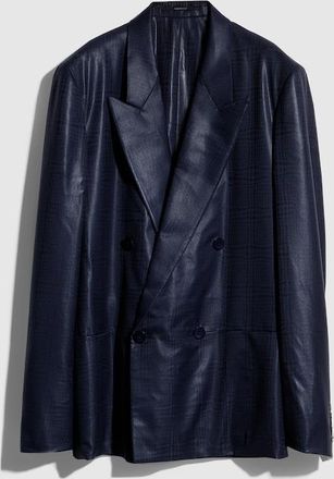 Gucci Prince Of Wales Chintzed Wool Jacket, Blue