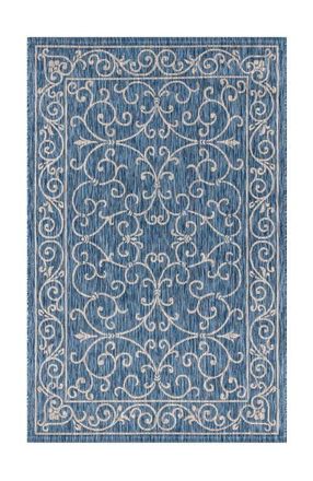 Jonathan Y Designs Charleston Vintage Filigree Textured Weave Indoor/Outdoor Area Rug in Navy/gray at Nordstrom, Size 4Ft 0In X 6Ft 0In