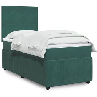vidaXL Cama Box Spring Con Colch&oacute;n Terciopelo Verde Oscuro 100x200 Cm Vidaxl