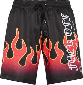 Philipp Plein Badmode, Heren, Zwart, 3Xl, Polyester, Swim Boxer Flame