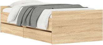 vidaXL Bed Frame with Drawers without Mattress Sonoma Oak 100x200 cm Vidaxl