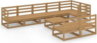 vidaXL 9 Piece Garden Lounge Set Honey Brown Solid Pinewood Vidaxl