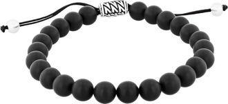 Robert Alton Stainless Steel Matte Onyx Bead Bolo Bracelet