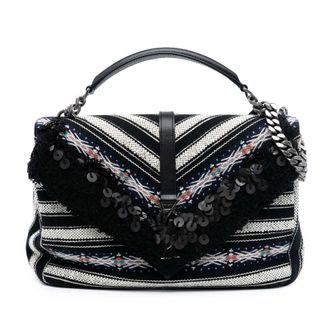 Saint Laurent Pre-owned Saint Laurent Large Chevron Berber Monogram College Satchel Ladies ARS487212A.1017