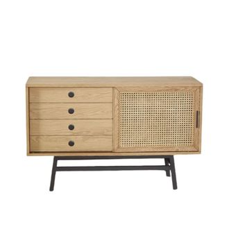 Robin des Bois Aparador de roble con 1 puerta y 2 cajones. Beige